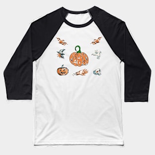 Halloween Vintage Retro Sticker Set Witch Ghost Bat Baseball T-Shirt